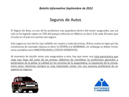 Boletín Informativo Septiembre de 2012