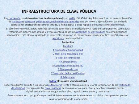 INFRAESTRUCTURA DE CLAVE PÚBLICA