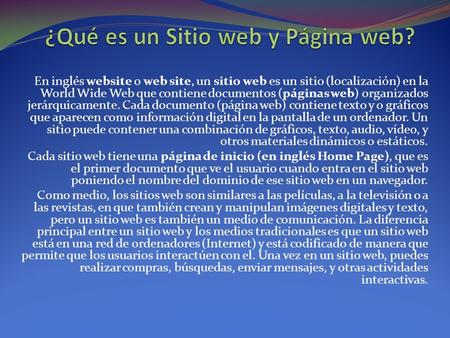 ¿Qué es un Sitio web y Página web?
