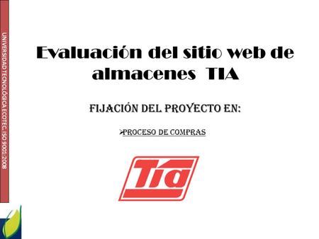 Evaluación del sitio web de almacenes TIA