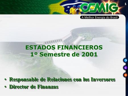1 ESTADOS FINANCIEROS 1º Semestre de 2001 Responsable de Relaciones con los InversoresResponsable de Relaciones con los Inversores Director de FinanzasDirector.
