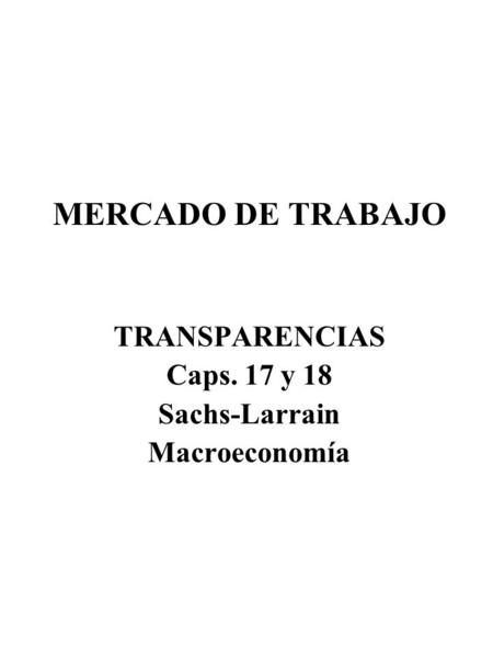 MERCADO DE TRABAJO TRANSPARENCIAS Caps. 17 y 18 Sachs-Larrain