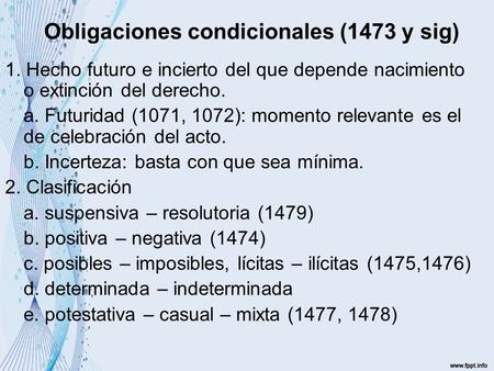 Obligaciones condicionales (1473 y sig)