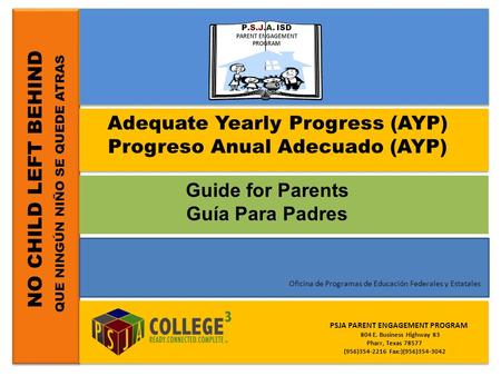 Adequate Yearly Progress (AYP) Progreso Anual Adecuado (AYP)