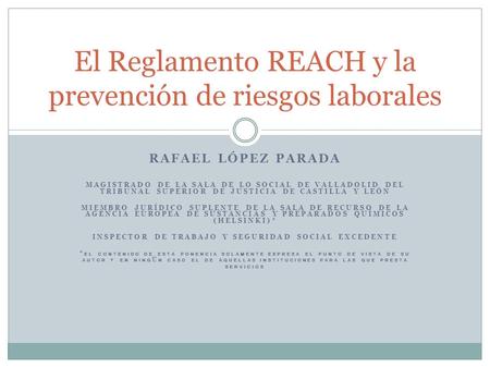 El Reglamento REACH y la prevención de riesgos laborales