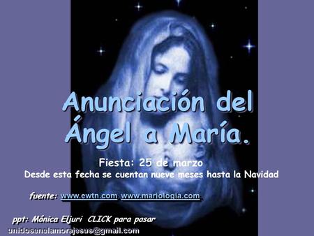 Anunciación del Ángel a María.
