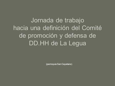 Jornada de trabajo hacia una definición del Comité de promoción y defensa de DD.HH de La Legua (parroquia San Cayetano)