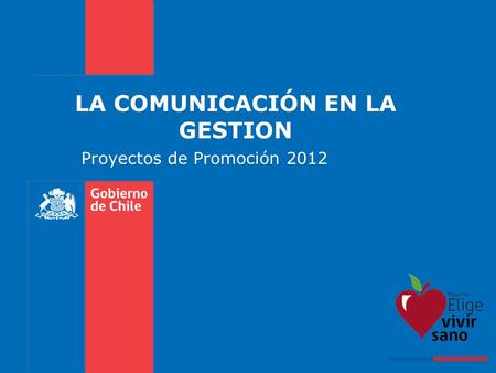 LA COMUNICACIÓN EN LA GESTION Proyectos de Promoción 2012.