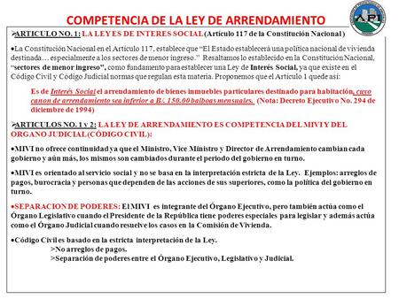 COMPETENCIA DE LA LEY DE ARRENDAMIENTO