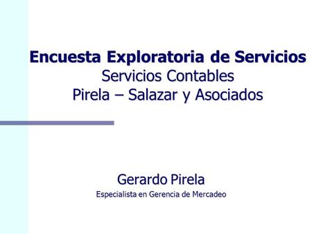 Gerardo Pirela Especialista en Gerencia de Mercadeo