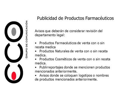 Publicidad de Productos Farmacéuticos