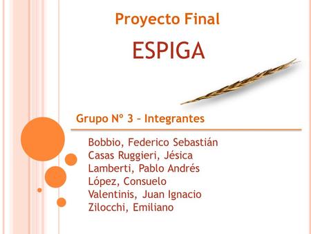 ESPIGA Proyecto Final Grupo Nº 3 – Integrantes