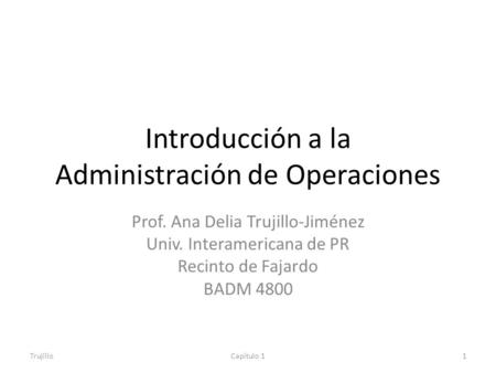 Introducción a la Administración de Operaciones