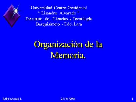 Organización de la Memoria.