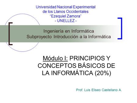 Módulo I: PRINCIPIOS Y CONCEPTOS BÁSICOS DE LA INFORMÁTICA (20%)