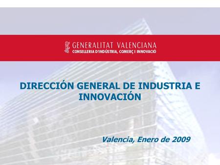 DIRECCIÓN GENERAL DE INDUSTRIA E INNOVACIÓN Valencia, Enero de 2009.