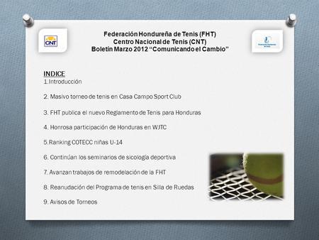 INDICE Federación Hondureña de Tenis (FHT)