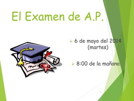 El Examen de A.P. 6 de mayo del 2014 (martes) 8:00 de la mañana 1.