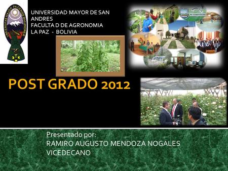 POST GRADO 2012 Presentado por: RAMIRO AUGUSTO MENDOZA NOGALES