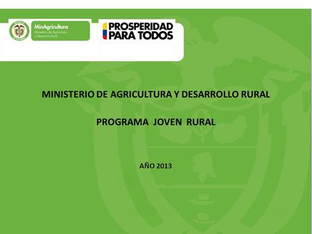 MINISTERIO DE AGRICULTURA Y DESARROLLO RURAL PROGRAMA JOVEN RURAL AÑO 2013.
