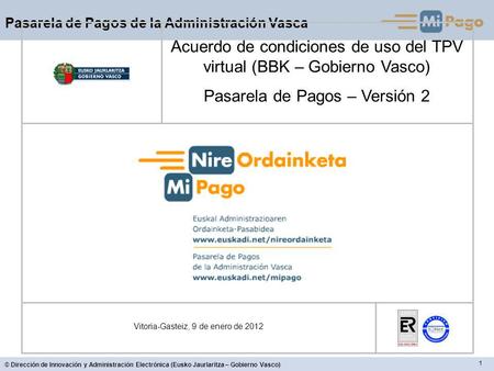 Acuerdo de condiciones de uso del TPV virtual (BBK – Gobierno Vasco)