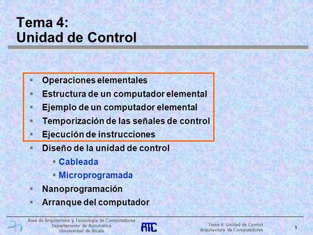 Tema 4: Unidad de Control