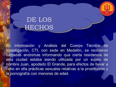 En Información y Análisis del Cuerpo Técnico de Investigación, CTI, con sede en Medellín, se recibieron llamadas anónimas informando que cierta residencia.