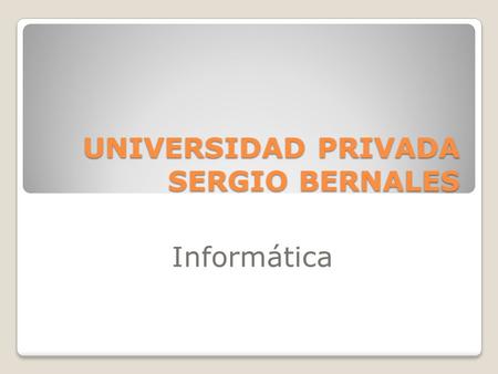 UNIVERSIDAD PRIVADA SERGIO BERNALES