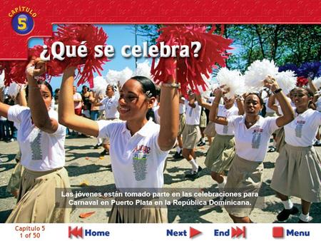 Capítulo 5 1 of 50 Las jóvenes están tomado parte en las celebraciones para Carnaval en Puerto Plata en la República Dominicana.