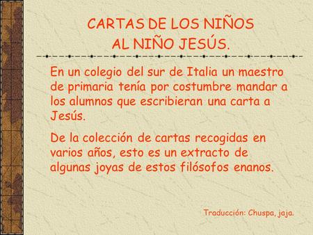 CARTAS DE LOS NIÑOS AL NIÑO JESÚS.