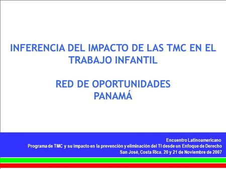 INFERENCIA DEL IMPACTO DE LAS TMC EN EL TRABAJO INFANTIL