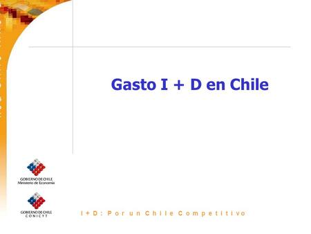 I + D : P o r u n C h i l e C o m p e t i t i v o Gasto I + D en Chile.
