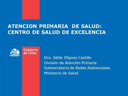ATENCION PRIMARIA DE SALUD: CENTRO DE SALUD DE EXCELENCIA