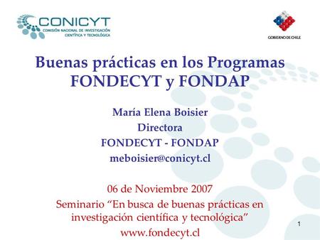 Buenas prácticas en los Programas FONDECYT y FONDAP