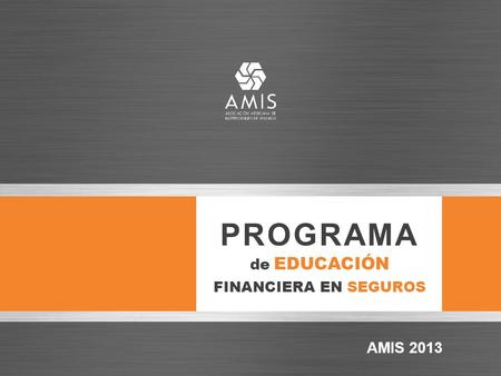 PROGRAMA de EDUCACIÓN FINANCIERA EN SEGUROS AMIS 2013.