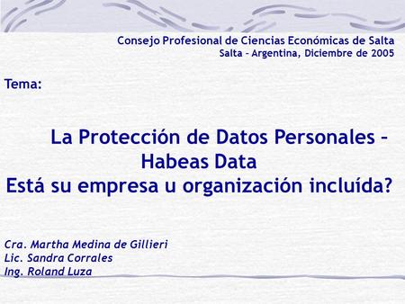 La Protección de Datos Personales – Habeas Data