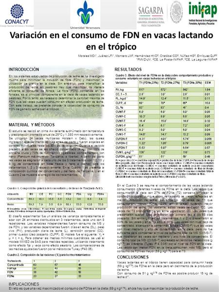 Variación en el consumo de FDN en vacas lactando en el trópico