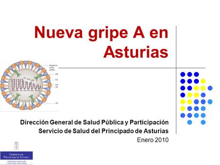 Nueva gripe A en Asturias Dirección General de Salud Pública y Participación Servicio de Salud del Principado de Asturias Enero 2010.
