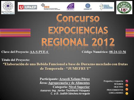 Concurso EXPOCIENCIAS REGIONAL 2012