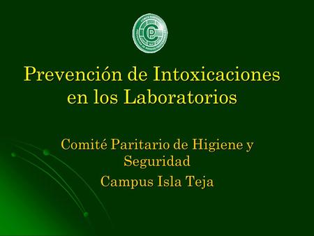 Prevención de Intoxicaciones en los Laboratorios