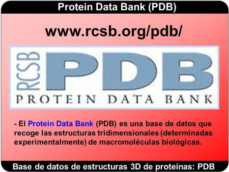 Base de datos de estructuras 3D de proteínas: PDB