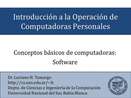 Introducción a la Operación de Computadoras Personales