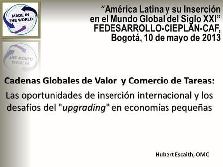 Cadenas Globales de Valor y Comercio de Tareas: