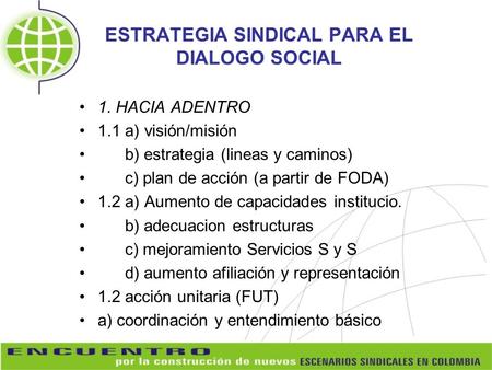 ESTRATEGIA SINDICAL PARA EL DIALOGO SOCIAL