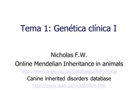 Tema 1: Genética clínica I