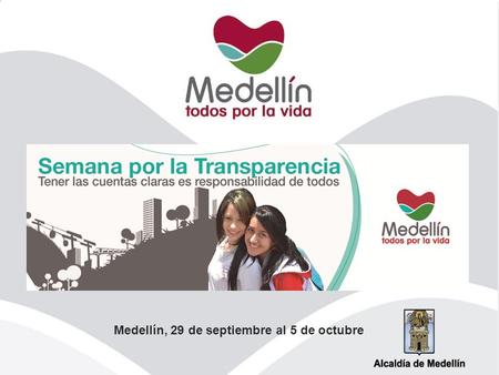 Medellín, 29 de septiembre al 5 de octubre. Banner en la web del municipio Invitación digital Backing exterior PIEZAS GRÁFICAS.