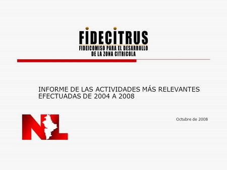INFORME DE LAS ACTIVIDADES MÁS RELEVANTES EFECTUADAS DE 2004 A 2008