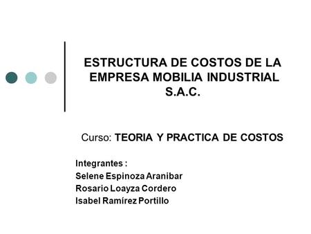 ESTRUCTURA DE COSTOS DE LA EMPRESA MOBILIA INDUSTRIAL S.A.C.
