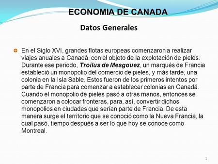 ECONOMIA DE CANADA Datos Generales