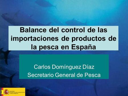 Balance del control de las importaciones de productos de la pesca en España Carlos Domínguez Díaz Secretario General de Pesca.